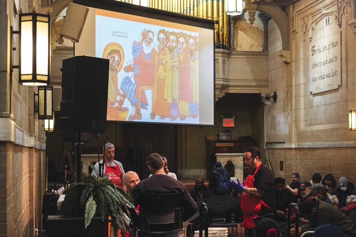 Maundy Thursday Foot-washing service at The Bowery Mission