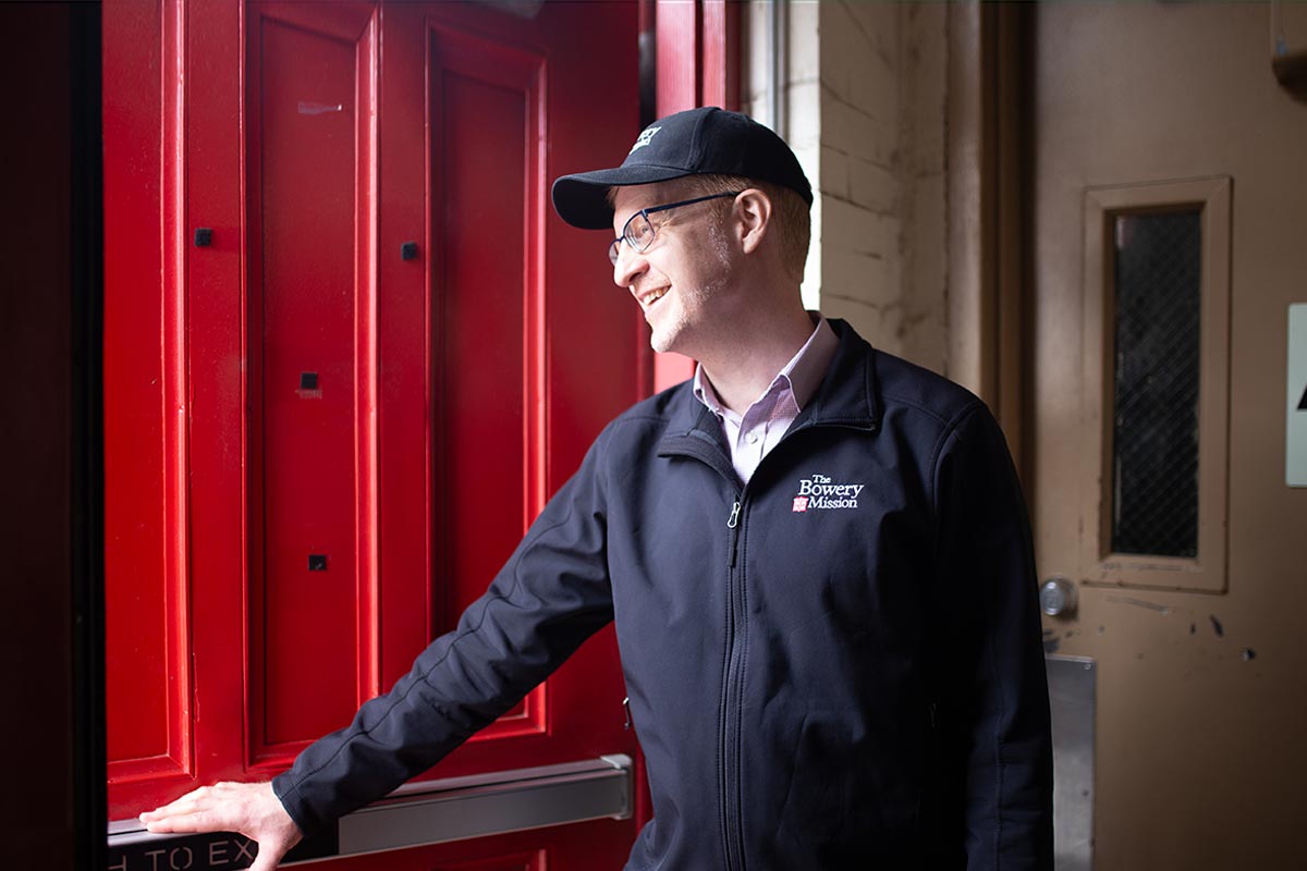James Winans, CEO opening the Red Doors of The Bowery Mission