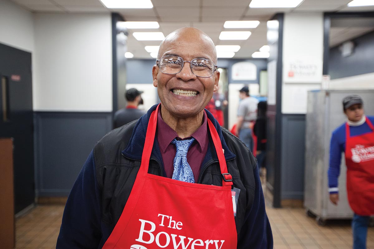 Volunteer smiling